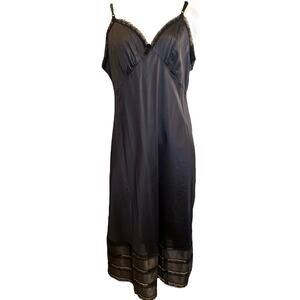 Vtg Sears Pin Up Semi Sheer Slip Dress Size M Black Gothic Victorian Whimsygoth